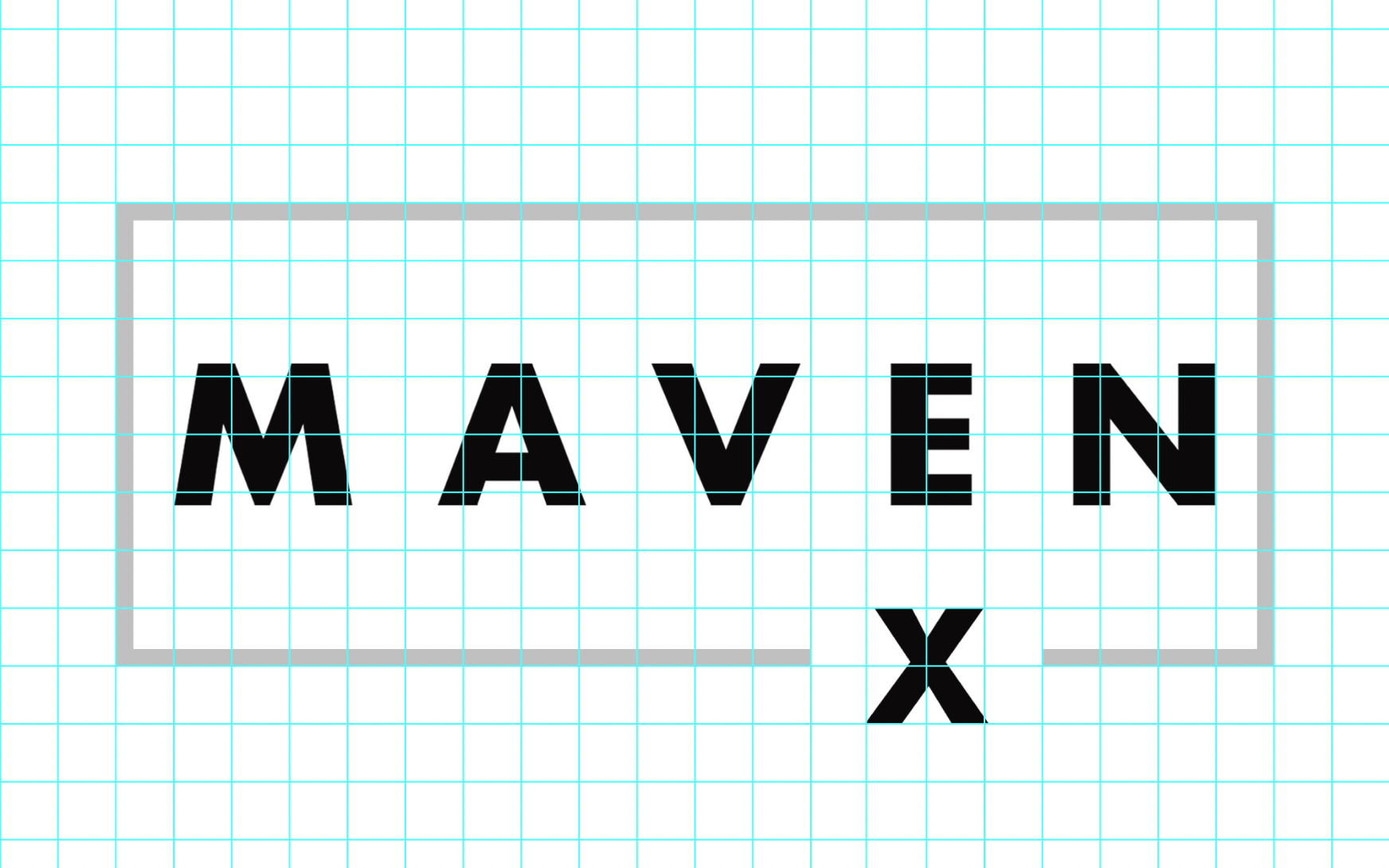 Maven X logo in a design grid